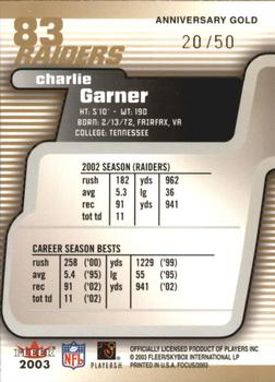 2003 Fleer Focus - Anniversary Gold #83 Charlie Garner Back