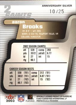 2003 Fleer Focus - Anniversary Silver #2 Aaron Brooks Back