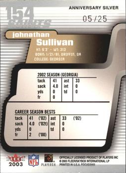 2003 Fleer Focus - Anniversary Silver #154 Johnathan Sullivan Back