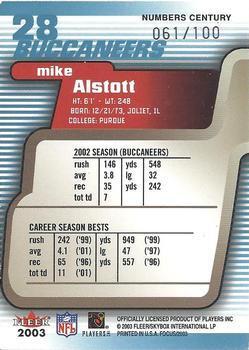 2003 Fleer Focus - Numbers Century #28 Mike Alstott Back