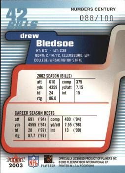 2003 Fleer Focus - Numbers Century #42 Drew Bledsoe Back