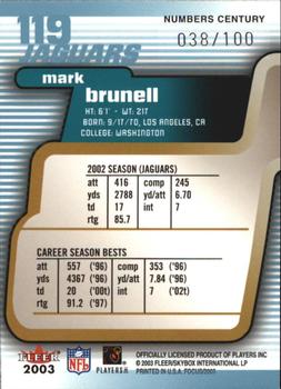 2003 Fleer Focus - Numbers Century #119 Mark Brunell Back