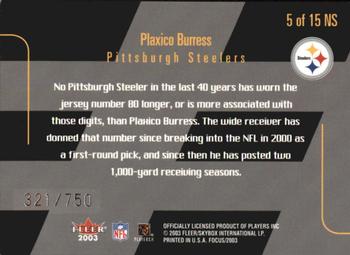 2003 Fleer Focus - NFL Shirtified #5 NS Plaxico Burress Back
