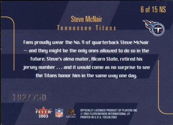 2003 Fleer Focus - NFL Shirtified #6 NS Steve McNair Back