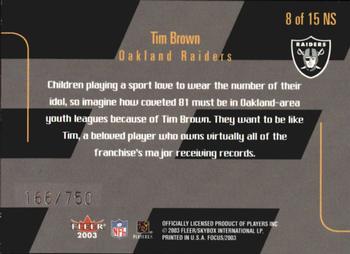 2003 Fleer Focus - NFL Shirtified #8 NS Tim Brown Back