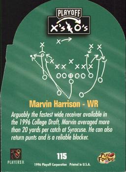 1996 Playoff Prime - X's and O's #115 Marvin Harrison Back