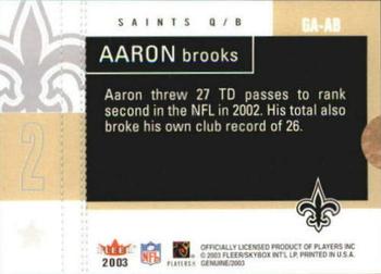 2003 Fleer Genuine Insider - Genuine Article #GA-AB Aaron Brooks Back
