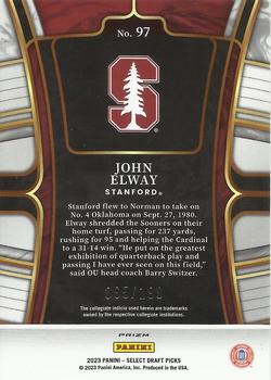 2023 Panini Select Draft Picks - Tri-Color Prizm #97 John Elway Back
