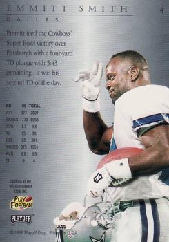 1996 Playoff Trophy Contenders #4 Emmitt Smith Back
