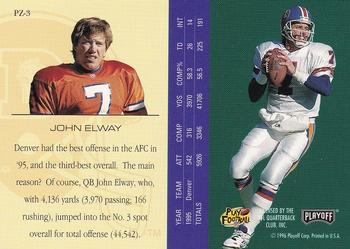 1996 Playoff Trophy Contenders - Playoff Zone #PZ-3 John Elway Back