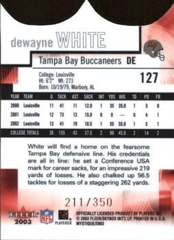 2003 Fleer Mystique - Rookie Blue #127 DeWayne White Back