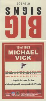 2003 Fleer Platinum - Big Signs Platinum #10BS Michael Vick Back