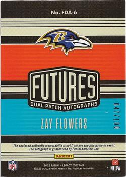 2023 Panini Legacy - Futures Dual Patch Autographs Ruby #FDA-6 Zay Flowers Back