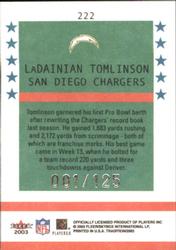 2003 Fleer Tradition - Minis #222 LaDainian Tomlinson Back