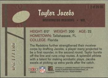 2003 Fleer Tradition - Rookie Sensations #2 RS Taylor Jacobs Back