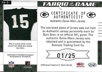 2003 Leaf Certified Materials - Fabric of the Game #FG-3 Bart Starr Back