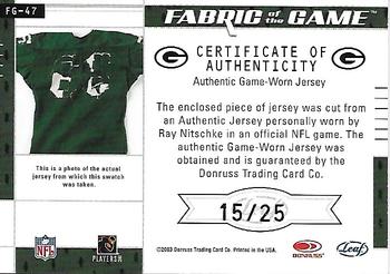 2003 Leaf Certified Materials - Fabric of the Game #FG-47 Ray Nitschke Back