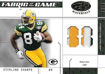2003 Leaf Certified Materials - Fabric of the Game #FG-53 Sterling Sharpe Front