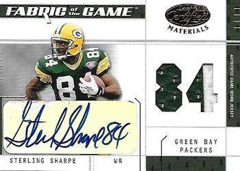 2003 Leaf Certified Materials - Fabric of the Game #FG-53 Sterling Sharpe Front