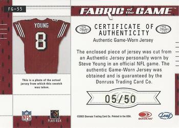 2003 Leaf Certified Materials - Fabric of the Game #FG-55 Steve Young Back