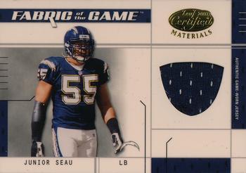 2003 Leaf Certified Materials - Fabric of the Game #FG-99 Junior Seau Front