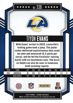 2023 Score - Orange #336 Tiyon Evans Back