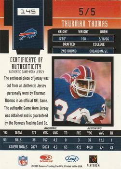 2003 Leaf Certified Materials - Mirror Emerald #145 Thurman Thomas Back