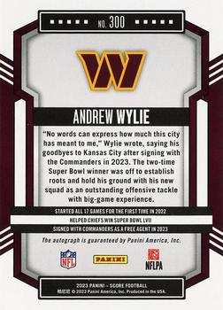 2023 Score - Signatures Gold Zone #300 Andrew Wylie Back