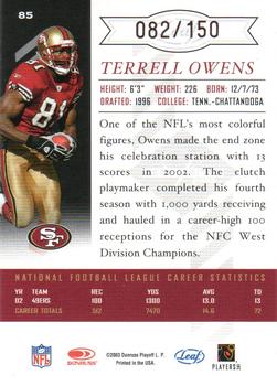 2003 Leaf Limited - Bronze Spotlight #85 Terrell Owens Back