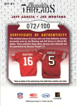 2003 Leaf Limited - Double Threads #DT-31 Joe Montana / Jeff Garcia Back