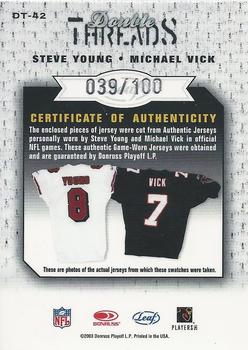 2003 Leaf Limited - Double Threads #DT-42 Steve Young / Michael Vick Back