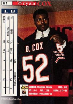 1996 Pro Line II Intense #81 Bryan Cox Back