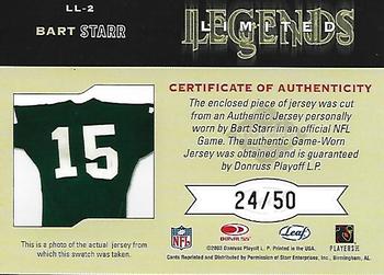 2003 Leaf Limited - Legends Jerseys #LL-2 Bart Starr Back