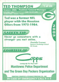 2009 Green Bay Packers Police - Copps Food Center, Manitowoc Police Department #1 Ted Thompson Back