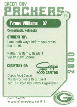 2000 Green Bay Packers Police - Copps Food Center, Manitowoc Police Department #19 Tyrone Williams Back