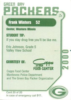2000 Green Bay Packers Police - Copps Food Center, Manitowoc Police Department #20 Frank Winters Back