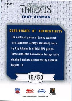 2003 Leaf Limited - Player Threads #PT-21 Troy Aikman Back