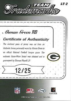 2003 Leaf Limited - Team Trademarks Autographs Limited #LT-2 Ahman Green Back