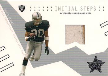 2003 Leaf Rookies & Stars - Initial Steps Shoe #IS-11 Justin Fargas Front