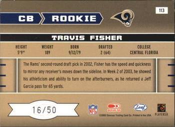 2003 Leaf Rookies & Stars - Longevity #113 Travis Fisher Back