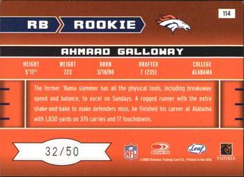 2003 Leaf Rookies & Stars - Longevity #114 Ahmaad Galloway Back