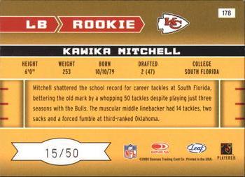 2003 Leaf Rookies & Stars - Longevity #178 Kawika Mitchell Back