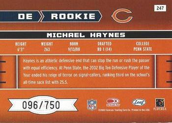 2003 Leaf Rookies & Stars - Rookie Autographs #247 Michael Haynes Back