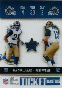 2003 Leaf Rookies & Stars - Ticket Masters #TM-5 Kurt Warner / Marshall Faulk Front