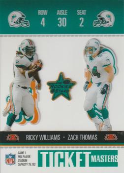 2003 Leaf Rookies & Stars - Ticket Masters #TM-7 Ricky Williams / Zach Thomas Front