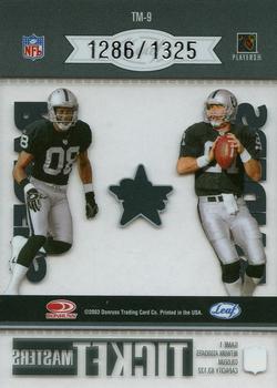 2003 Leaf Rookies & Stars - Ticket Masters #TM-9 Jerry Rice / Rich Gannon Back