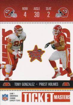 2003 Leaf Rookies & Stars - Ticket Masters #TM-10 Priest Holmes / Tony Gonzalez Front