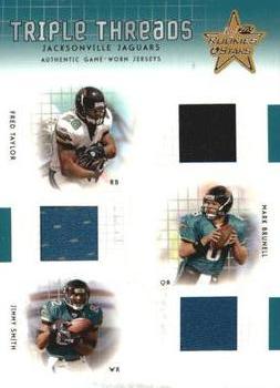2003 Leaf Rookies & Stars - Triple Threads #TT-8 Mark Brunell / Fred Taylor / Jimmy Smith Front