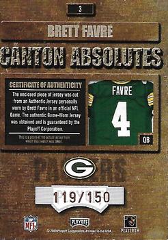 2003 Playoff Absolute Memorabilia - Canton Absolutes Jersey #3 Brett Favre Back