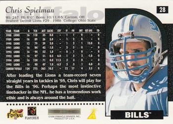 1996 Score #28 Chris Spielman Back